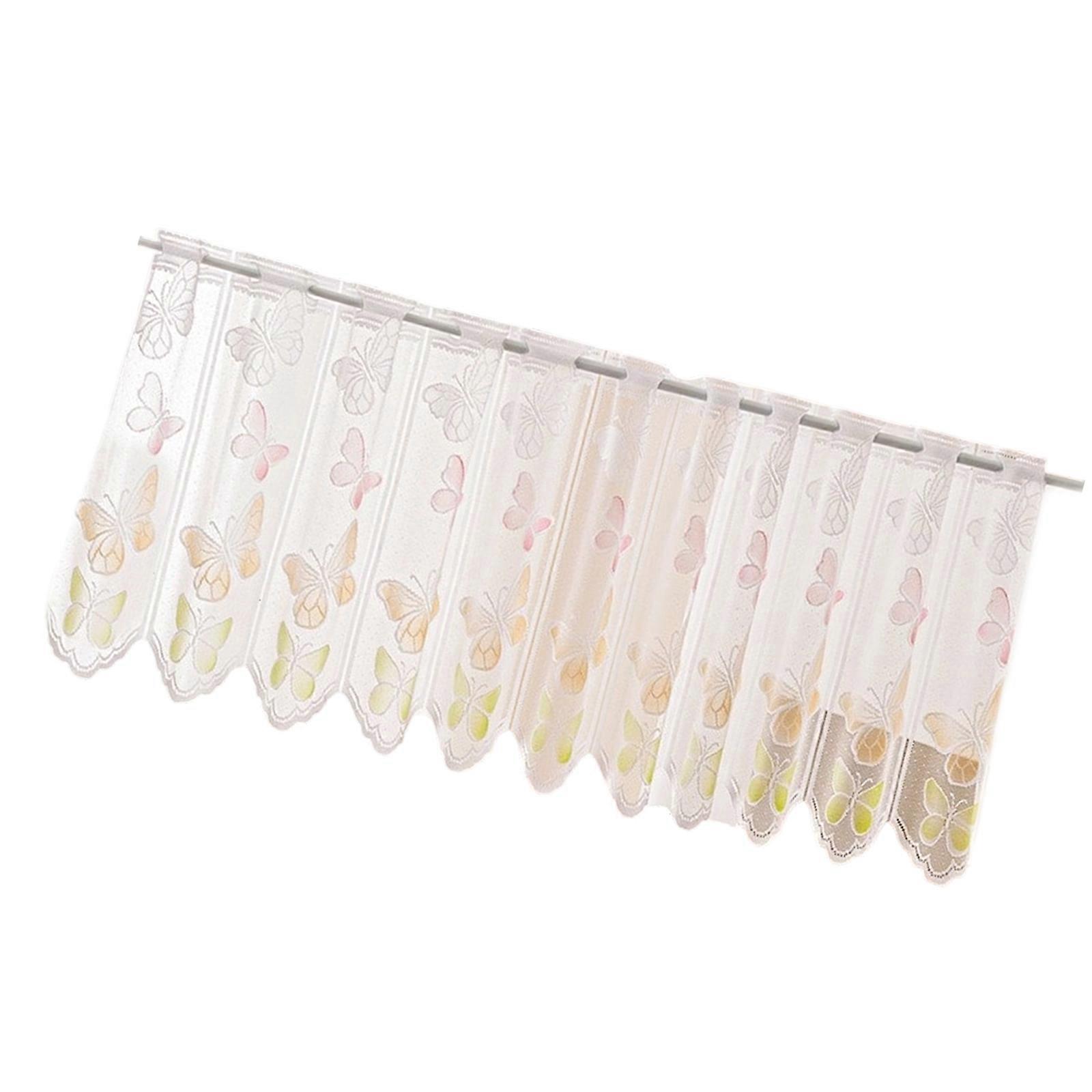 Decorative Laces Sheer Curtain Butterfly Short Valance for Creating Warm Inviting Environment Multicolor
