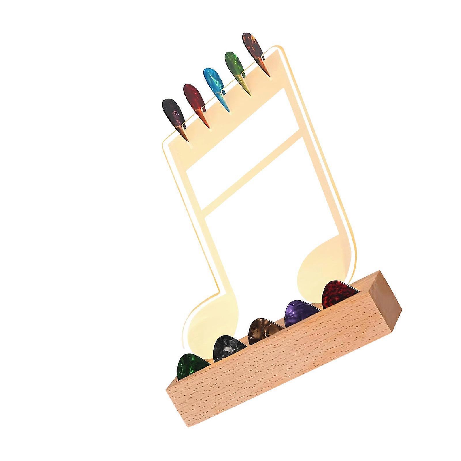 Guitar Pick Holder with Colorful Lighting Revolving Guitar Pick Storage Rack Wood Storage Base Pick Organization System Multicolor