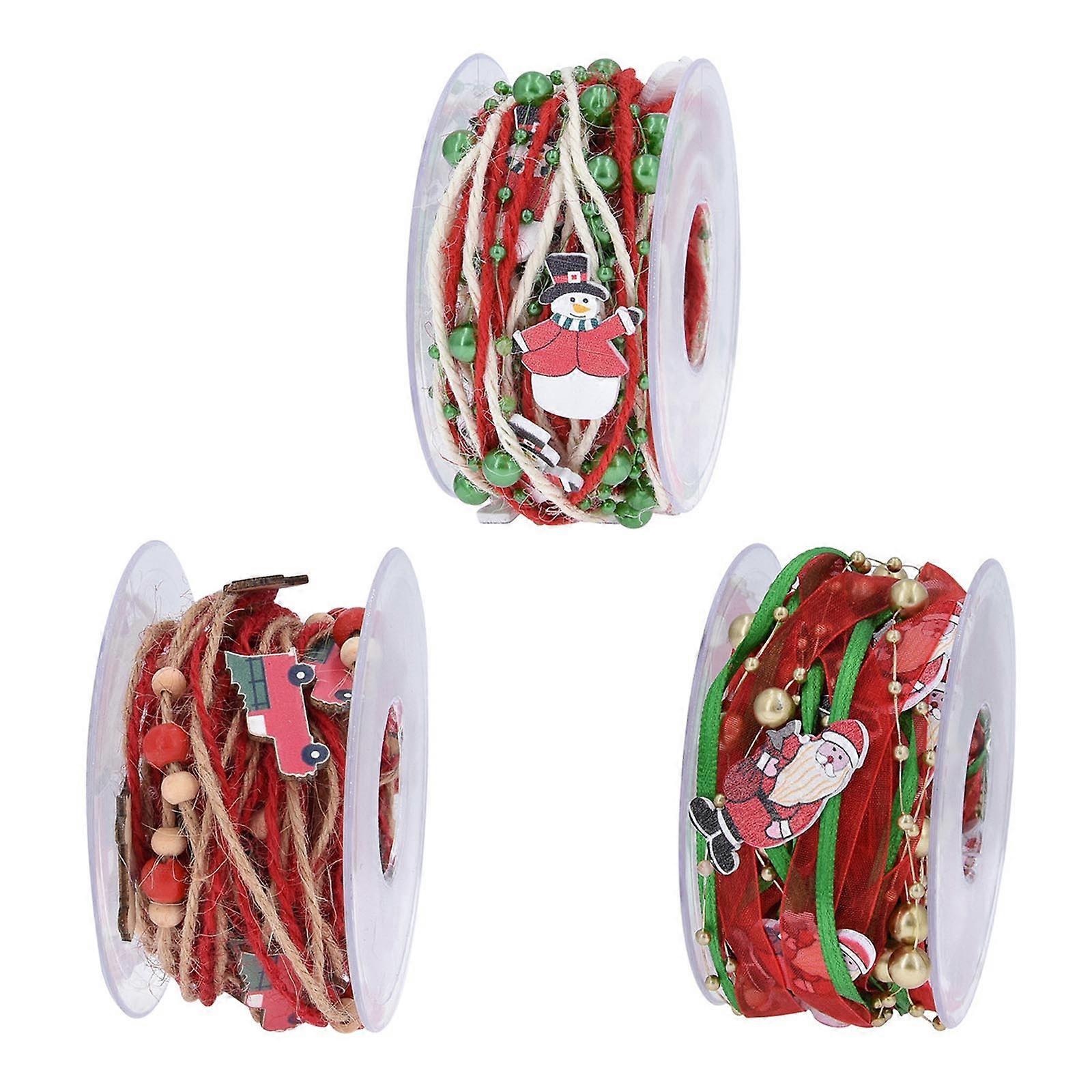 Christmas Beaded Ribbon String Garlands 5m Length, Festive Decoration for Tree and Home Multicolor