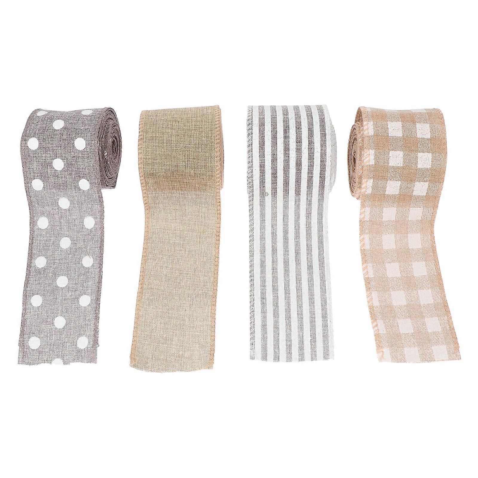 3rolls Manual Wrapping Ribbons Durable Linen Ribbons Pure Color Ribbons