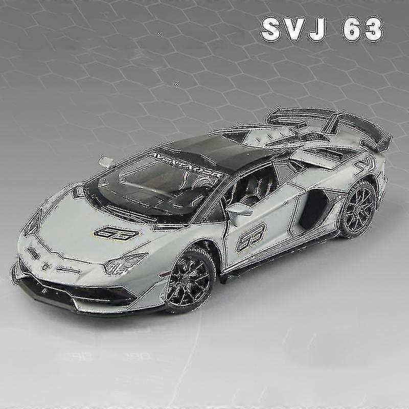 1:24 مقياس لامبورغيني أفينتادور SVJ 63 سيارة لعبة معدنية مع مؤثرات ضوئية وصوتية