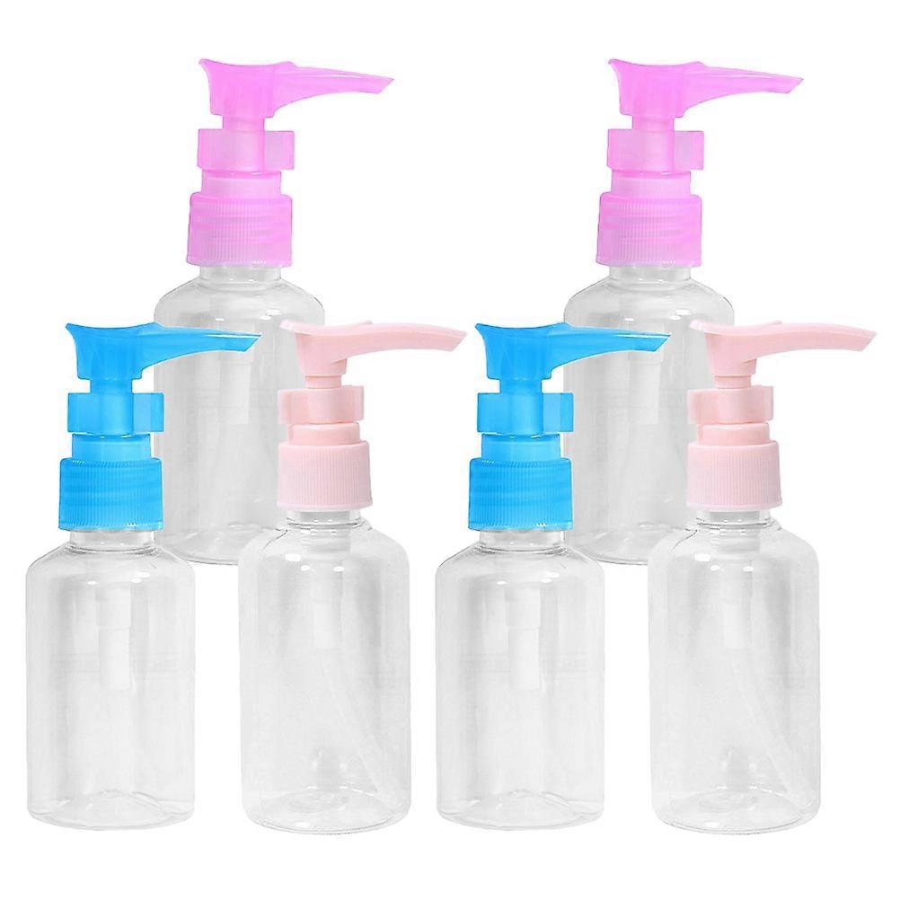 6pcs Plastic Bottles with Pump Clear Pump Dispense Empty Refillable Shampoo Dispenser Bottles Random Color