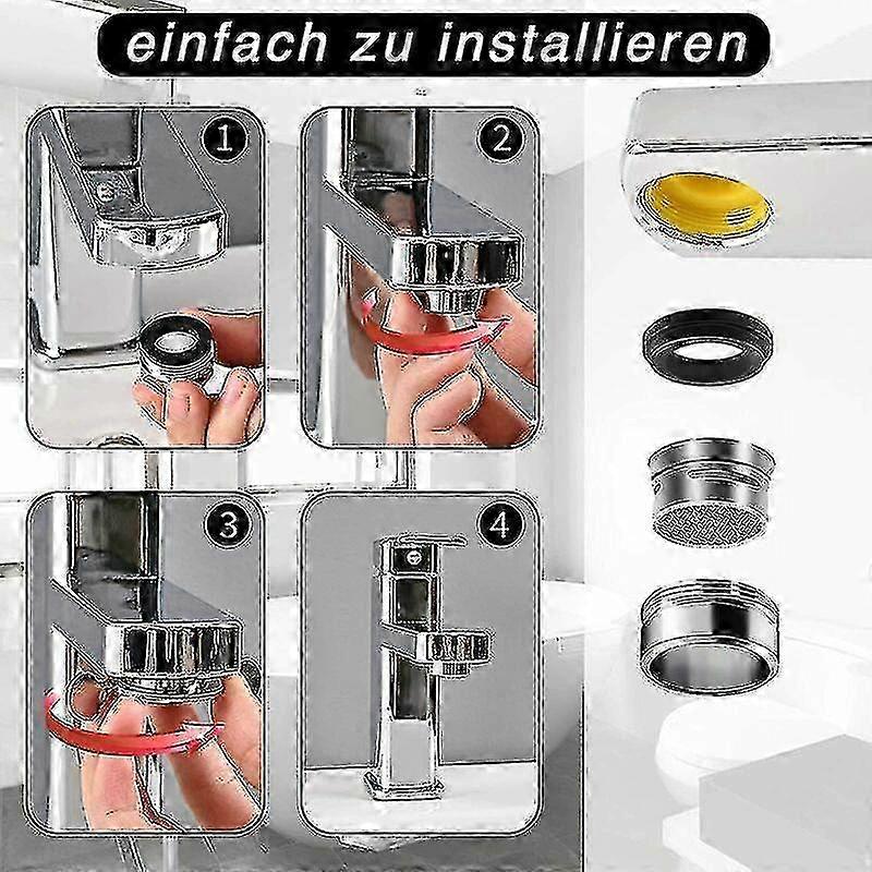 M24 Faucet Aerator; 6 Pieces Water Saving Faucet Aerator With Stainless Steel And Abs Filter; Include 8 Gaskets And 1 Chrome Aerator Wrench For Bathro