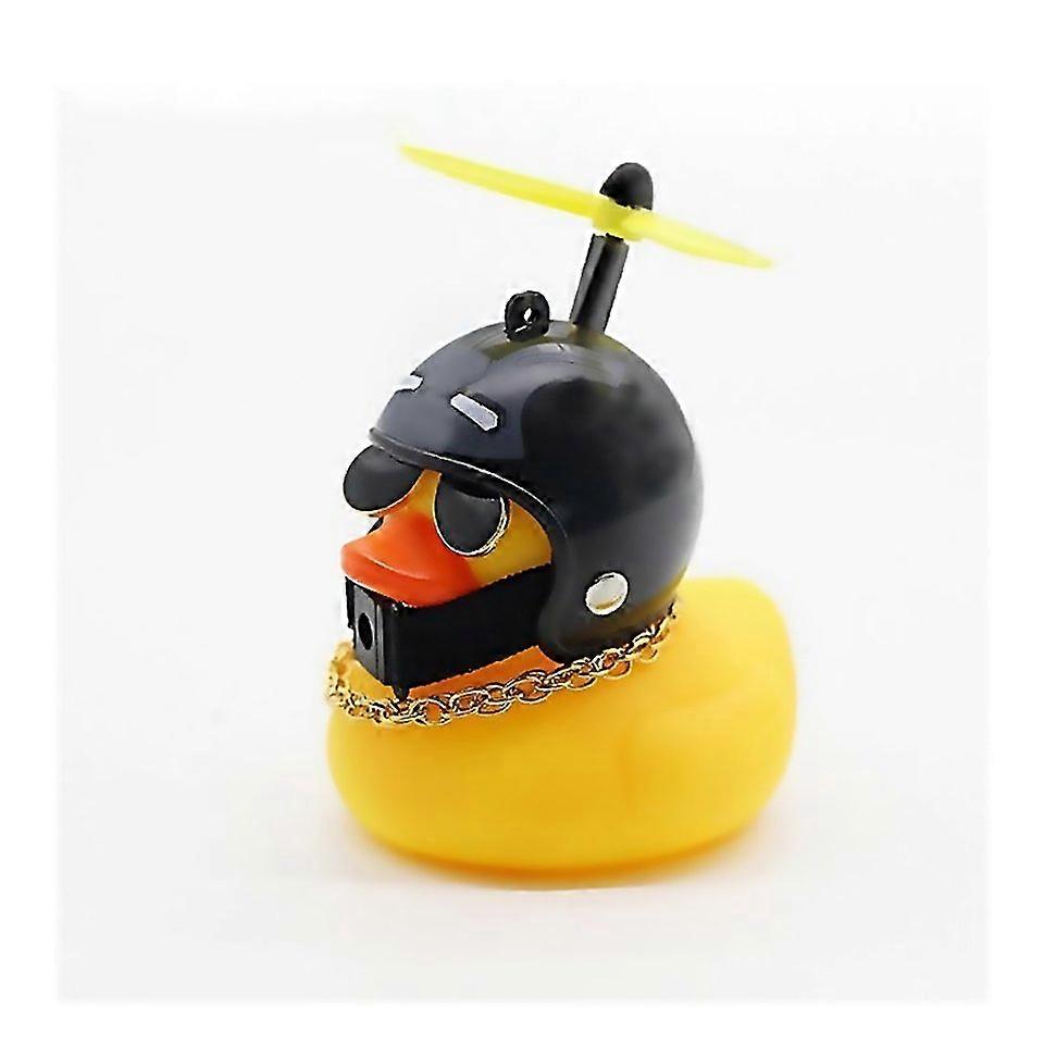 For Rubber Duck Toy With Propeller Helmet Car Decoration Little Duckbicycle Bell Duck Car Ornaments