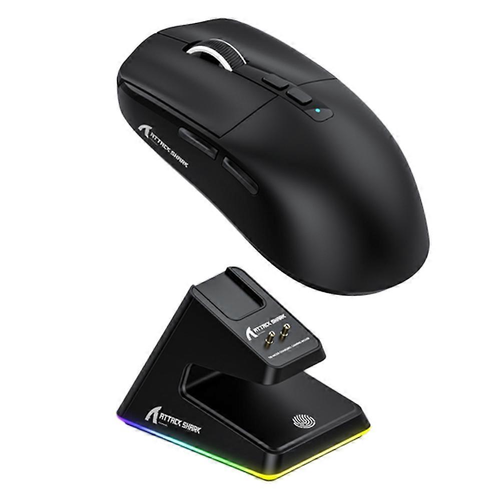 Attack Shark X6 PAW3395 Bluetooth Mouse,Tri-Mode Connection,RGB Touch Magnetic Charging Base,Macro Gaming Mouse X6 Black