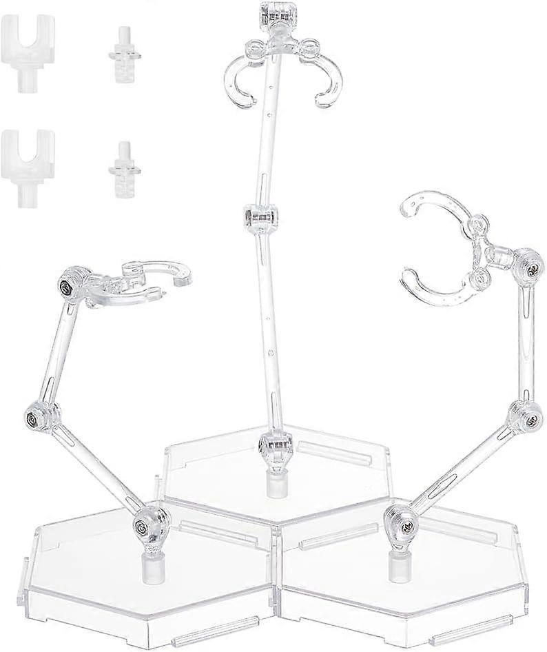 3 Pcs Action Figure Stand Clear Assembly Action Figure Display Holder Splicable Base Model Support Stand Miniature Model Bases Compatible with HG RG S