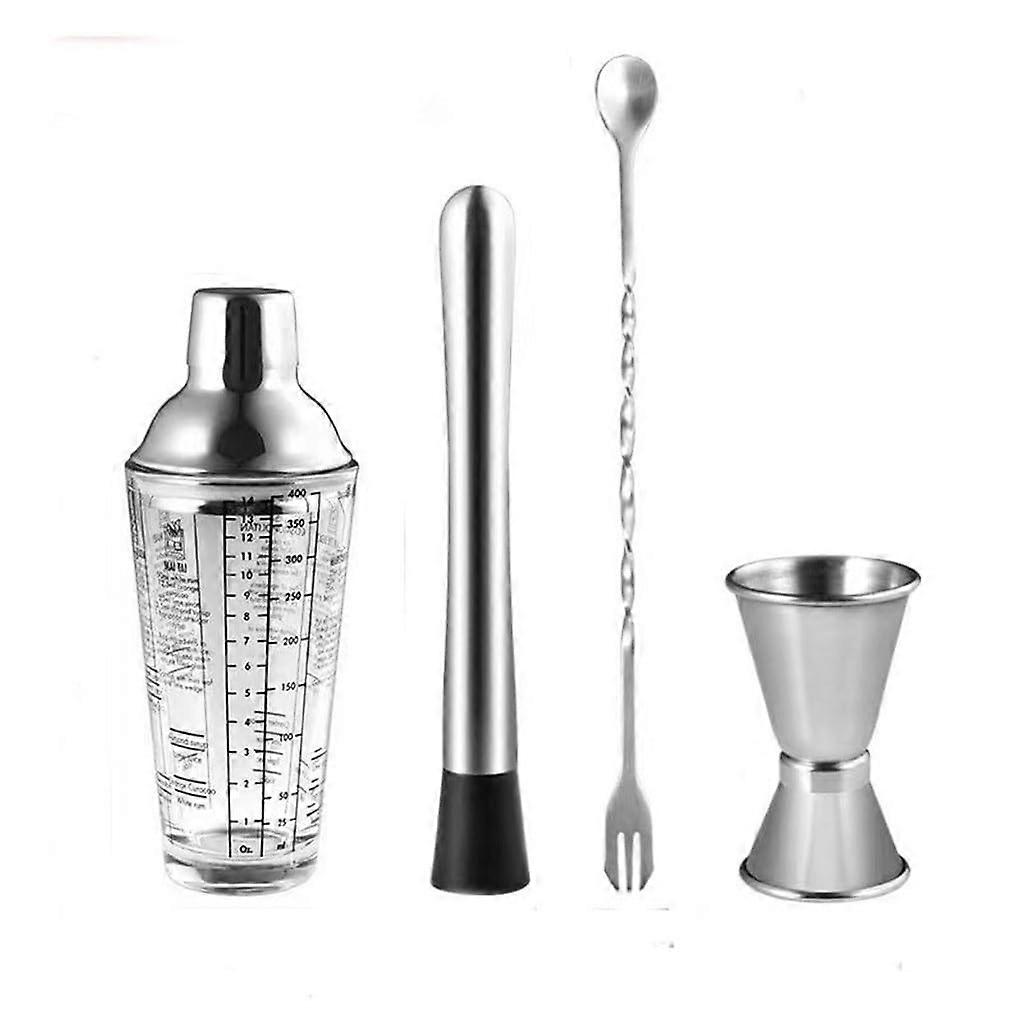 Cocktail Shaker Set Glass 3 Piece Bar Tool Kit 400ml for Mixing Drinks and Bartending