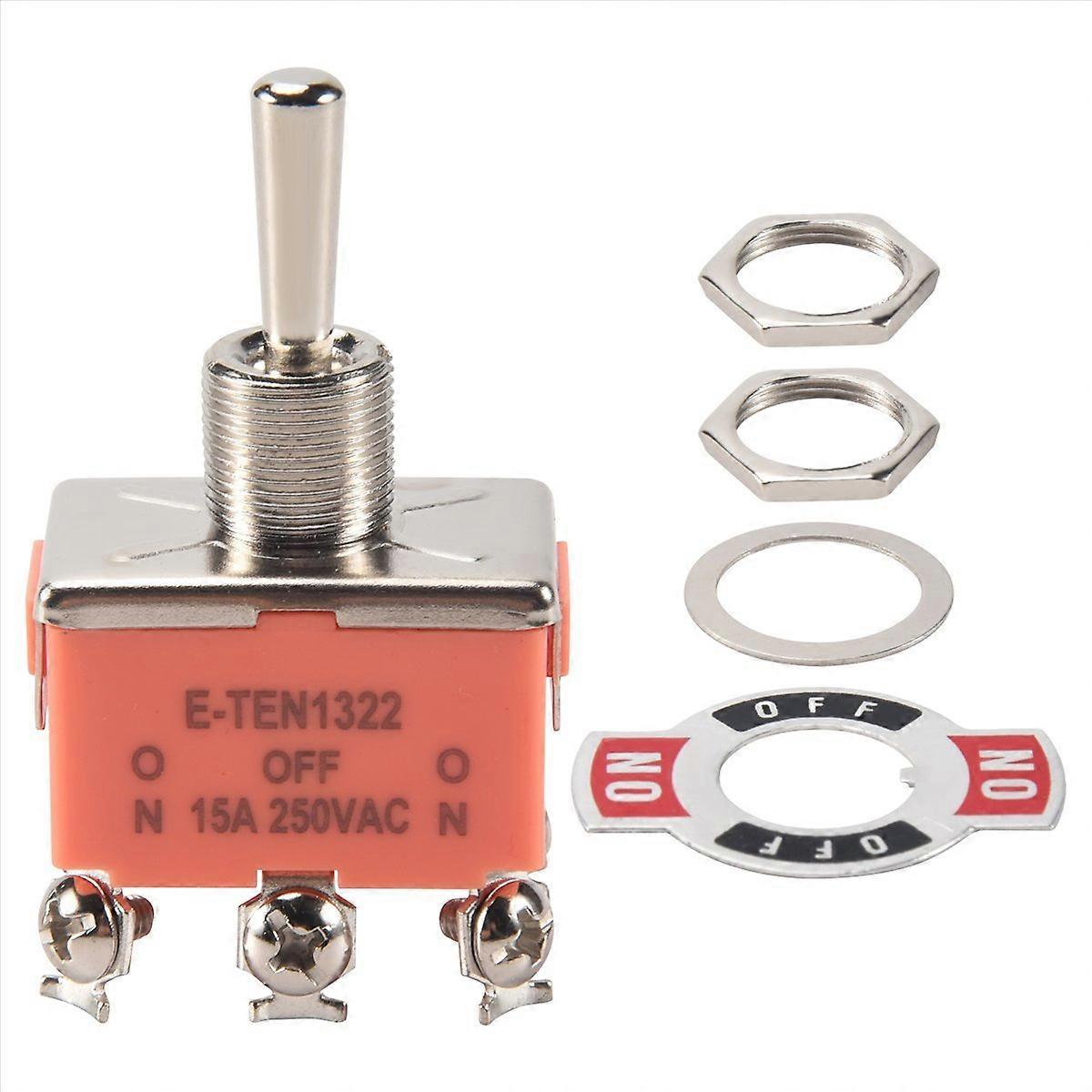 AC 250V 15A Latching Single Pole Double Throw Toggle Switch Orange