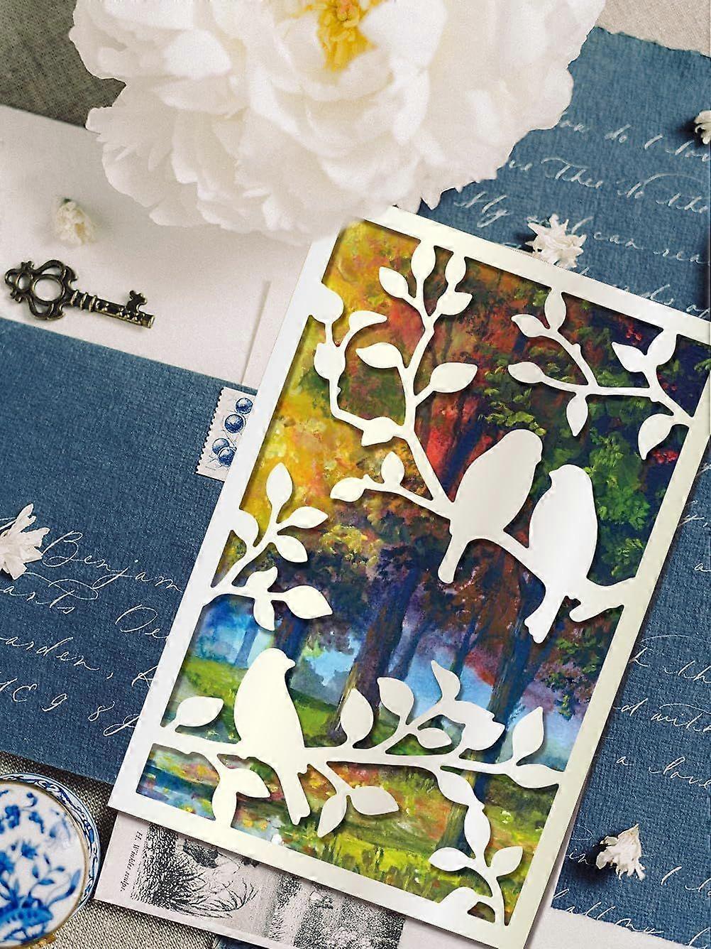 1Pcs Branch Theme Metal Die Cuts Tree Twig Bird Frame Cut Dies DIY Craft Template Stencil for DIY Scrapbooking Album Decorative Embossing Paper Card M