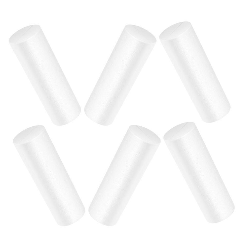 White Foam Cylinders for Crafts Featuring Compact Design 6Pcs for Modeling and Decoration
