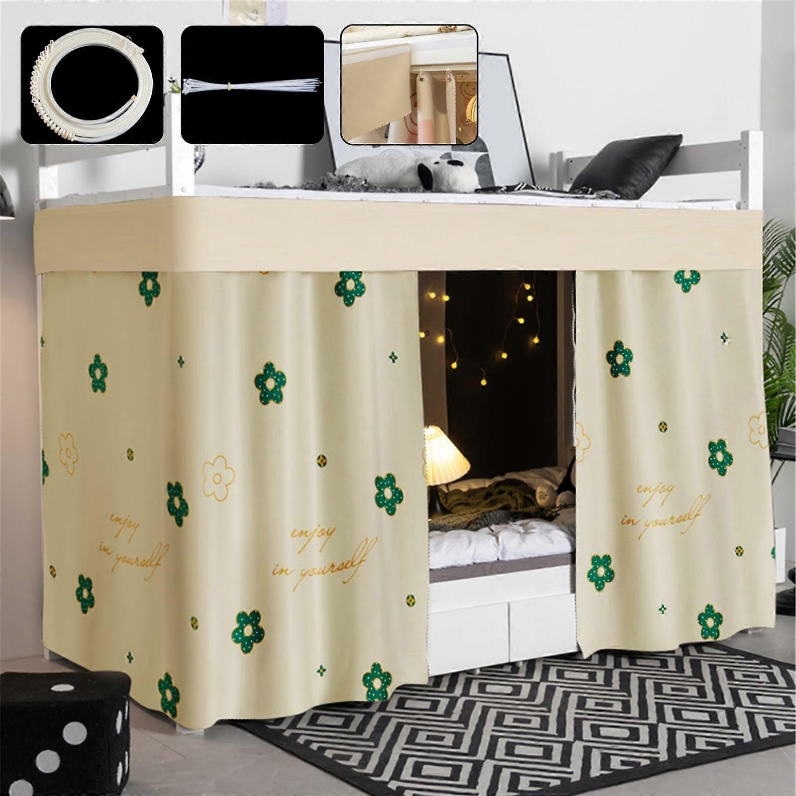 Bunk Bed Privacy Curtain Light Blocking Breathable Fabric for Dorm Room Easy Install 1.2M Flower C