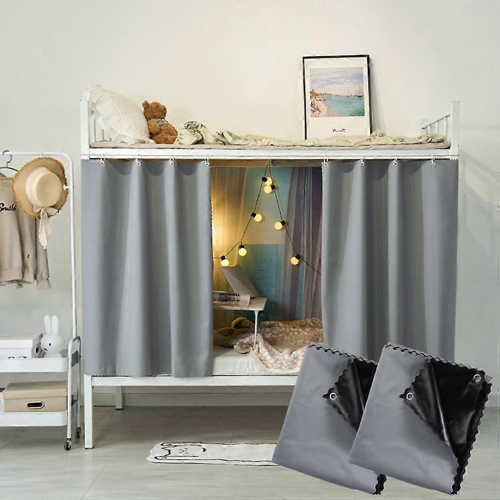 Bed Privacy Curtain for Dorm Bunk Bed, Blackout Dustproof Canopy, Grey Loft Bed Drapes