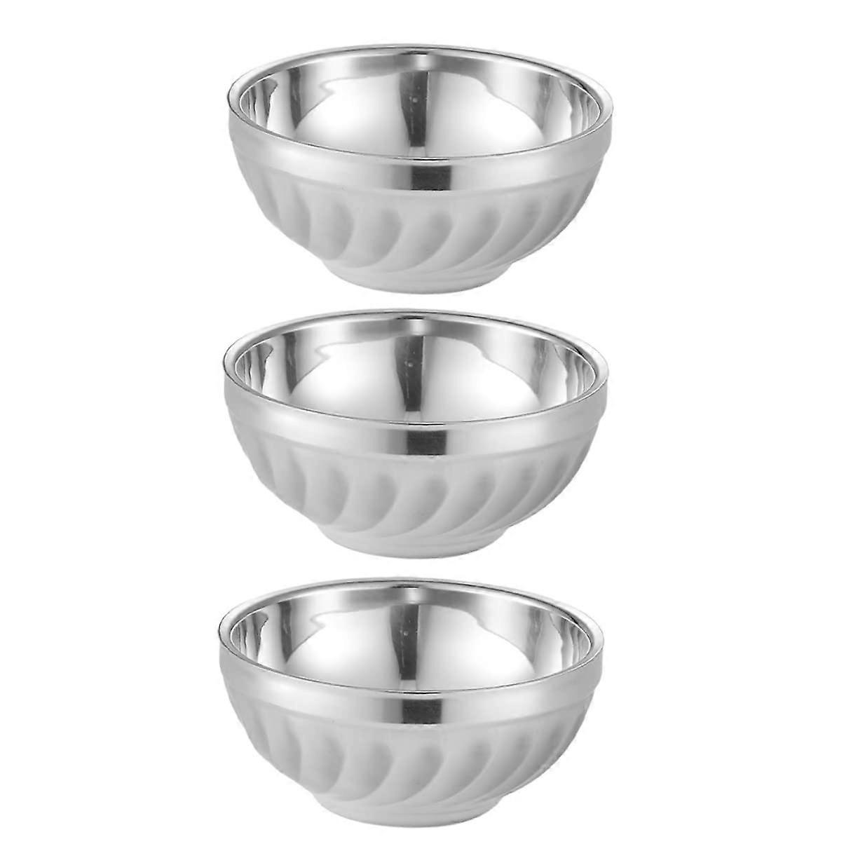 3Pcs Stainless Steel Insulated Bowls Set, Double Layer Heat Resistant, Anti Slip for Soup and Salad