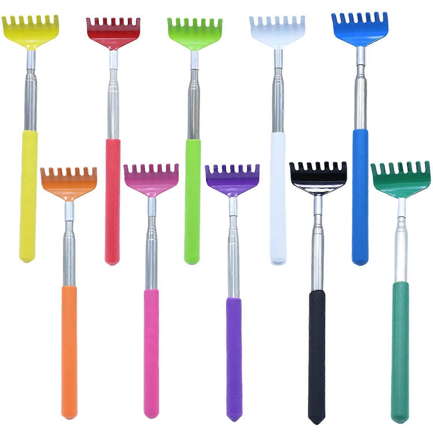 Telescoping Back Scratcher Set for Adults and Kids, Extendable MultiColor 10 Pack Retractable Tools