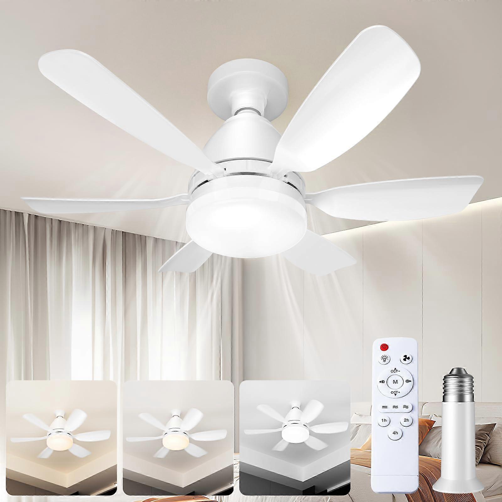 Ceiling Fan with Light and Remote, Dimmable LED 3 Colors, E26 ScrewIn Fan for Bedroom