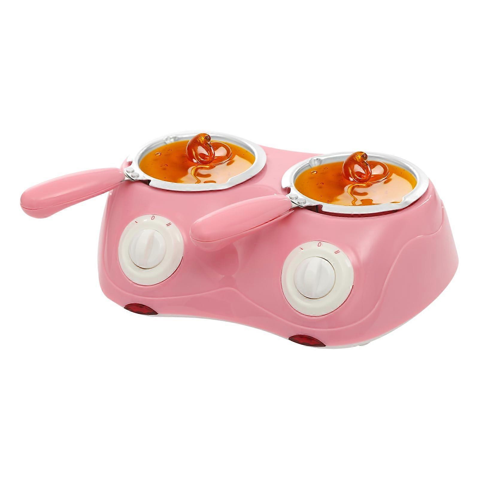 Dual Chocolate Melting Pot with Dual Temperature Control, 9 Molds, Pink Fondue Maker for Home Baking