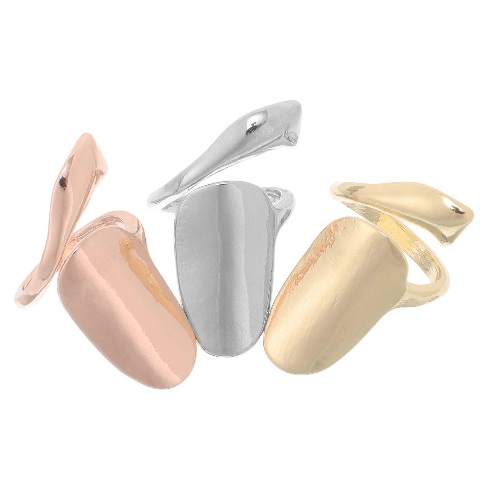 Fashion Metal Pointed Rings for DIY Use Assorted Color 3 Pieces Jewelry Enhance Style and Charm