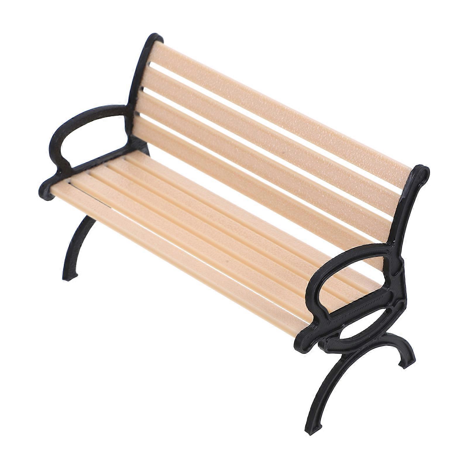 Miniature Bench Model Decor for Tabletop Beige Plastic