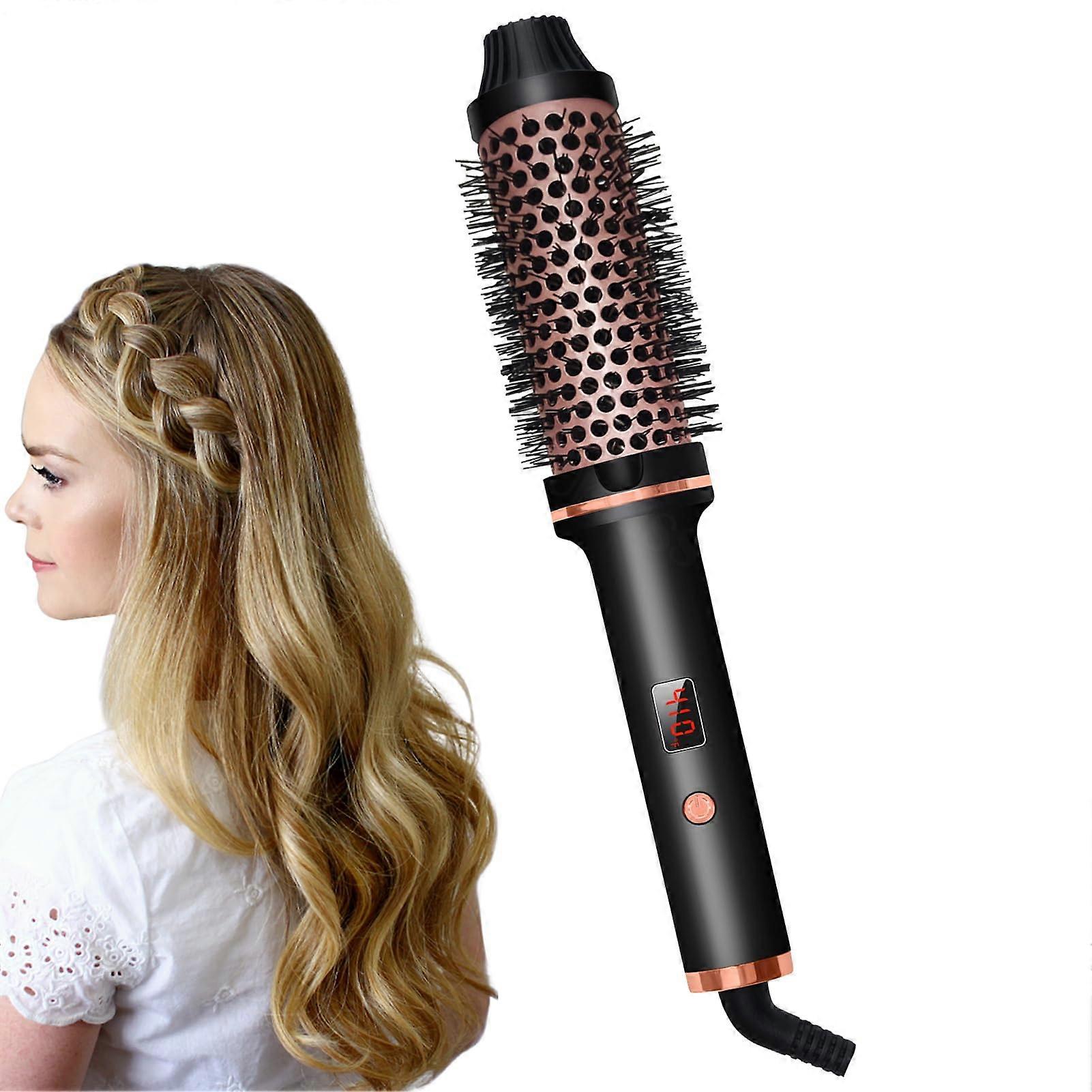 2 in 1 Hair Straightener Brush and Curler with 10 Heating Levels for Wet and Dry Frizz Styling