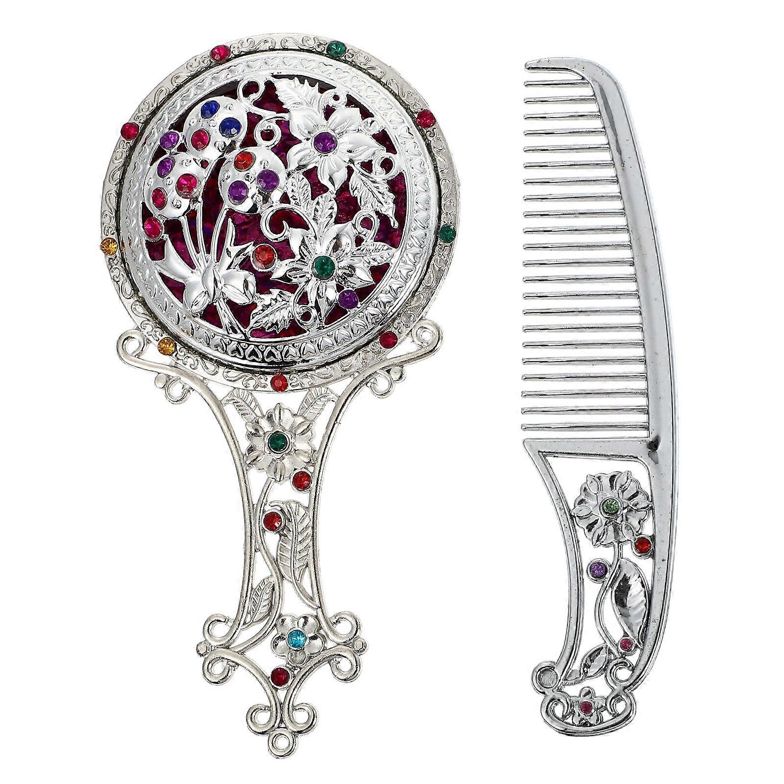 1 Set Portable Makeup Mirror Mini Vanity Mirror with Comb Elegant Mirror