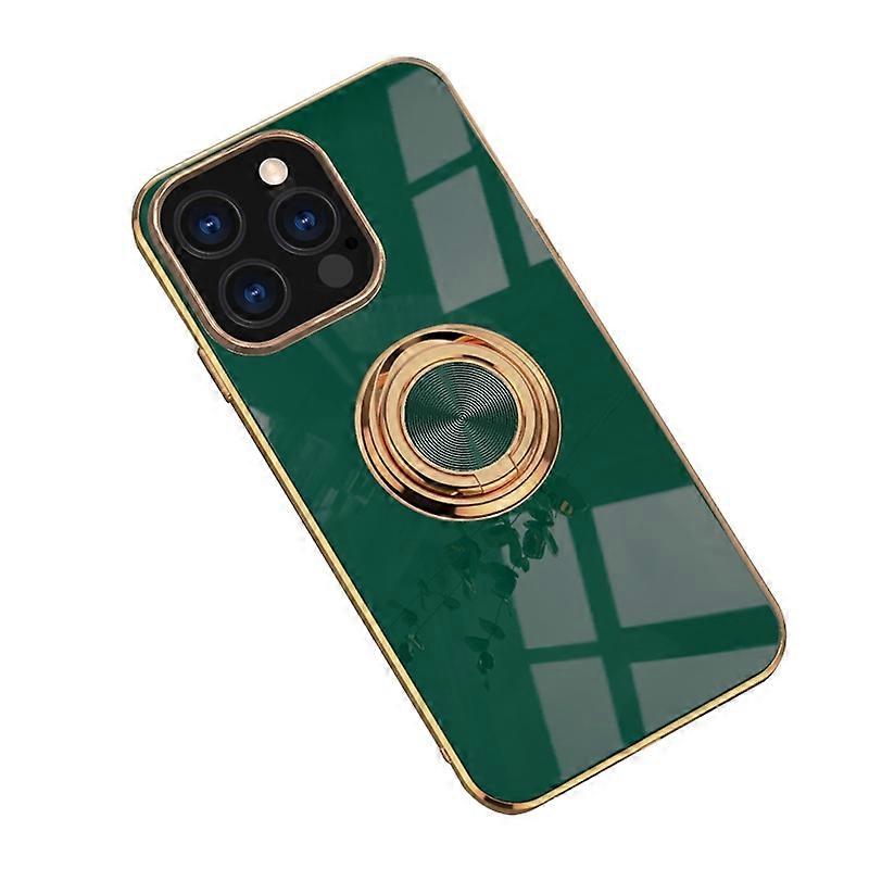Electroplating Frame Mirror Surface TPU Phone Case Protector with Kickstand for iPhone 13 Pro Max 6.