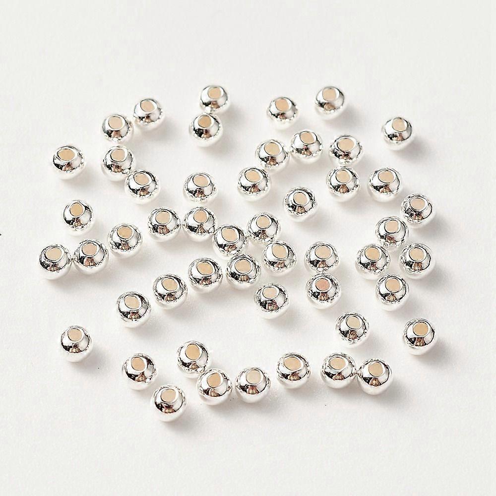 925 Sterling Silver Beads Round Silver 2x2mm Hole: 0.9mm