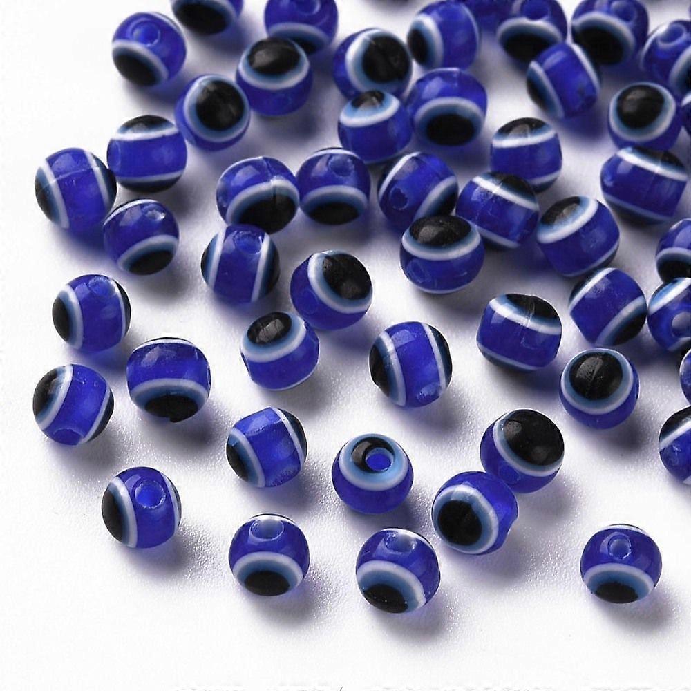 Resin Beads Round Royal Blue 4mm Hole: 1mm
