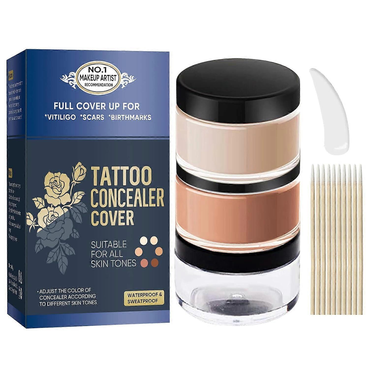 Tattoo Concealer Waterproof Formula, Long Lasting Coverage for Scars, Dual Shade Makeup