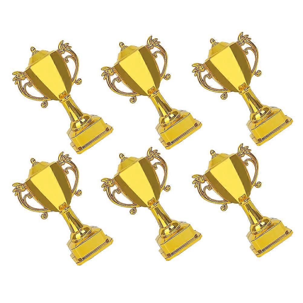 Mini Gold Plastic Trophy Cake Toppers for Decoration 6Pcs Collection