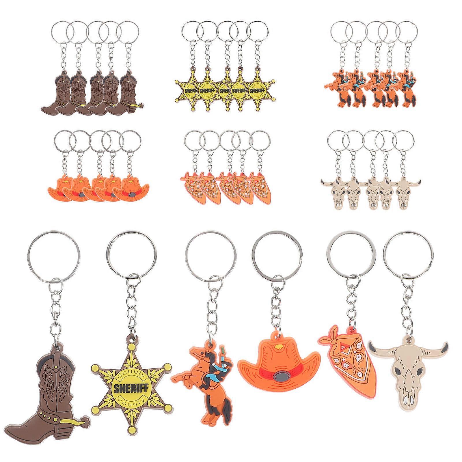 Cowboy Keychain Accessories Key Pendant Assorted Color 36Pcs