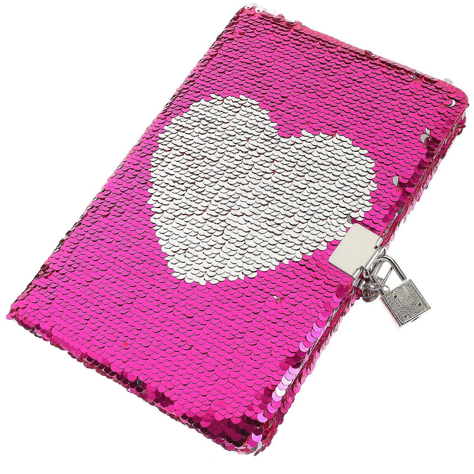Lockable Notebook Reversible Sequin Notebook for Diary Use 1 Piece Rosy