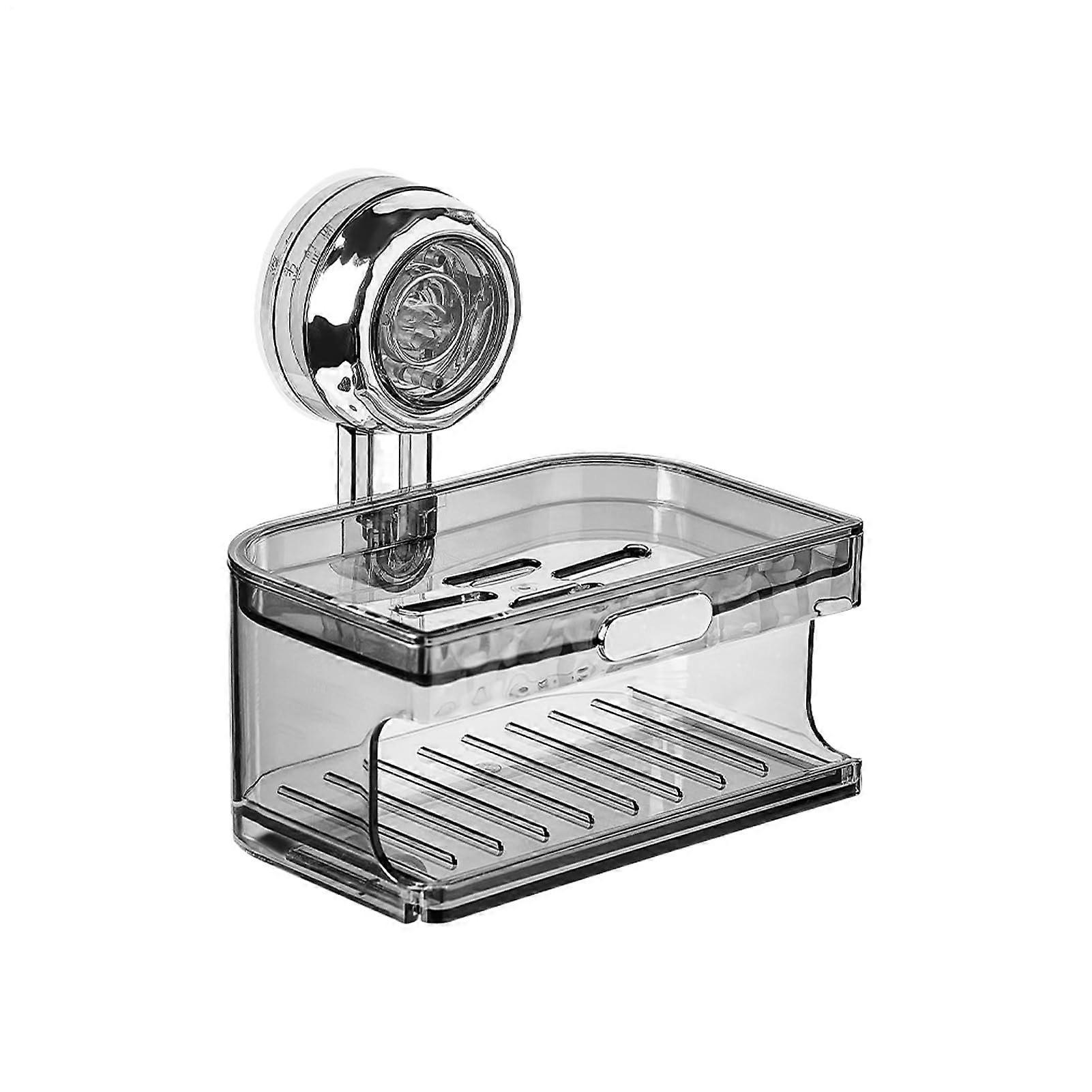 Shower Soap Dish with Suction Cup, NoDrill Double Layer Bathroom Soap Holder Organizer