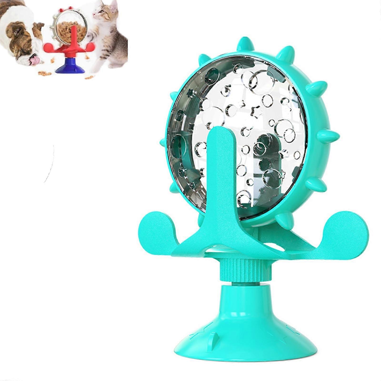 Cat  Dispenser Interactive 360 Degree Rotating Windmill Toy for Boredom Relief (Blue)