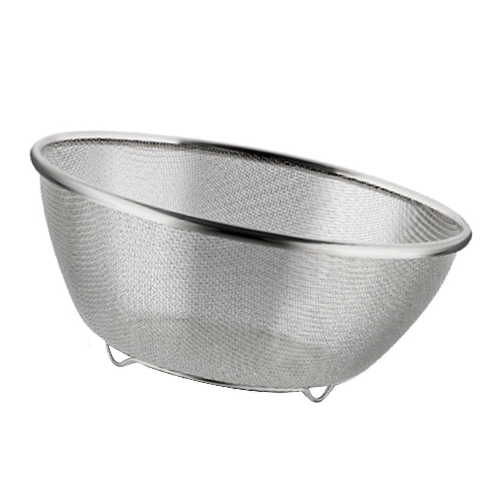 Kitchen Strainer Stainless Steel Colander with Footed Base for Rice Fruit Vegetable 28x12cm