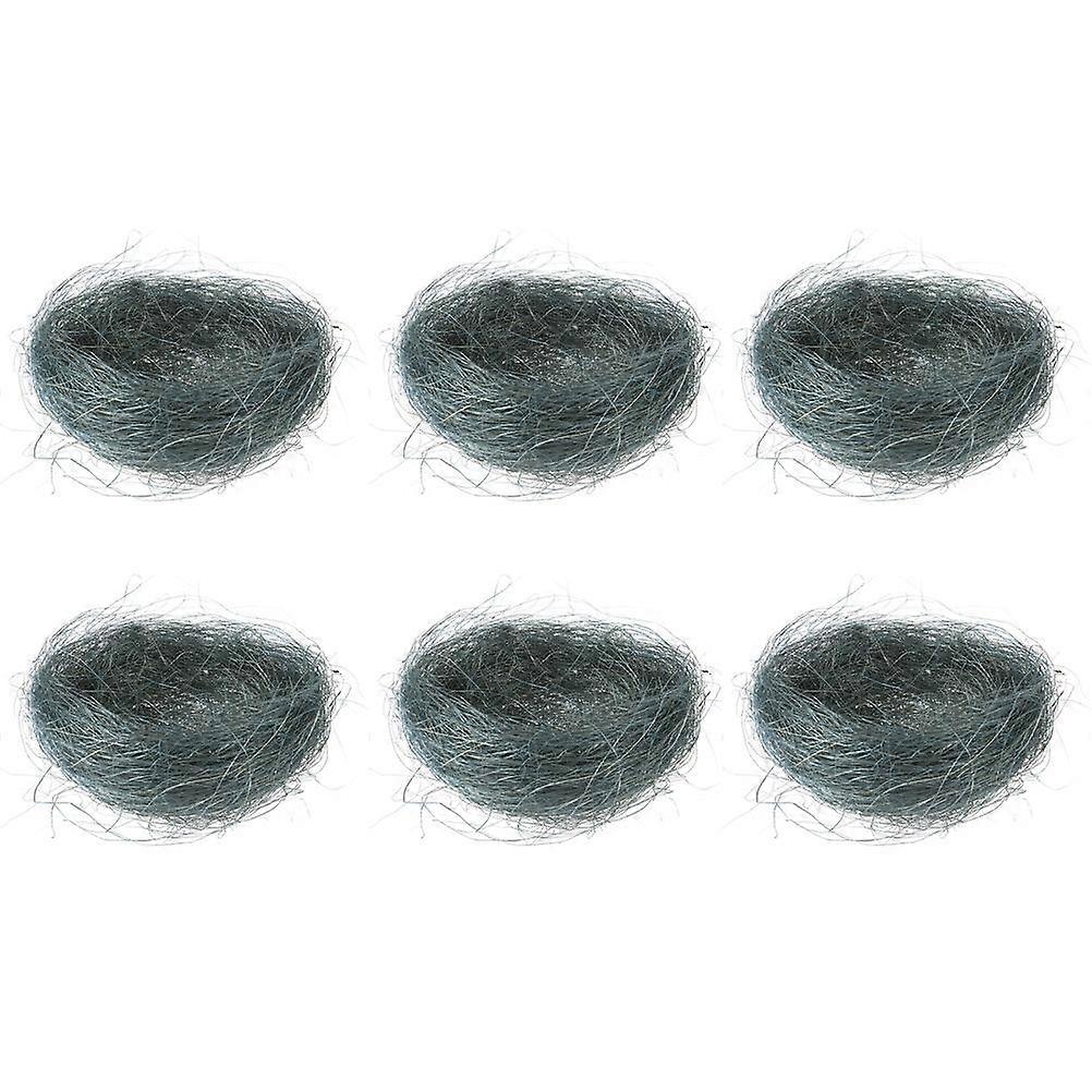 6pcs Simulation Hemp Thread Chicken Coop Easter Chicken Nest Ornament Party DIY Decor (Grey)