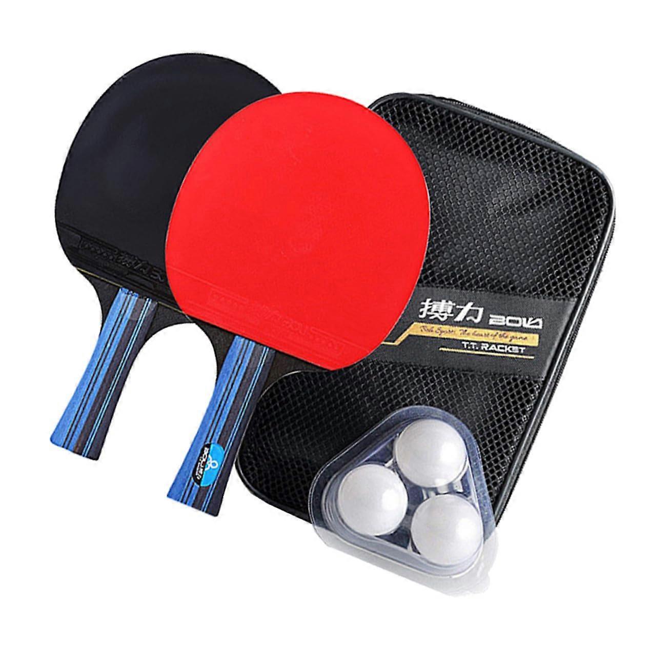 Professional Table Tennis Racket Set with Density Rubber, Flared Handle, Balls and Bag