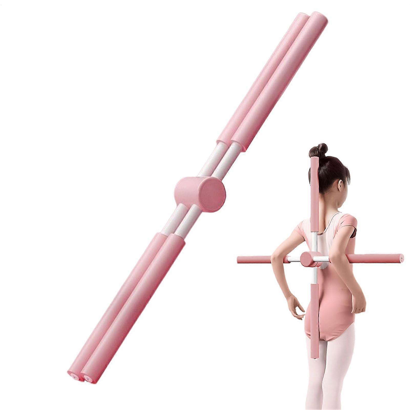 Yoga Posture Stick with Rotating Telescopic Design for Back and Shoulder Alignment, 76cm Pink