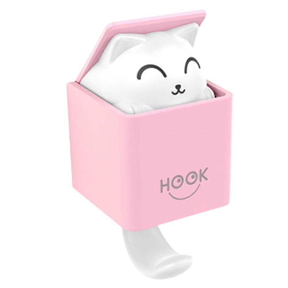 Cartoon Hook Cat Design Wall Hook for Household Use 3Pcs Pink