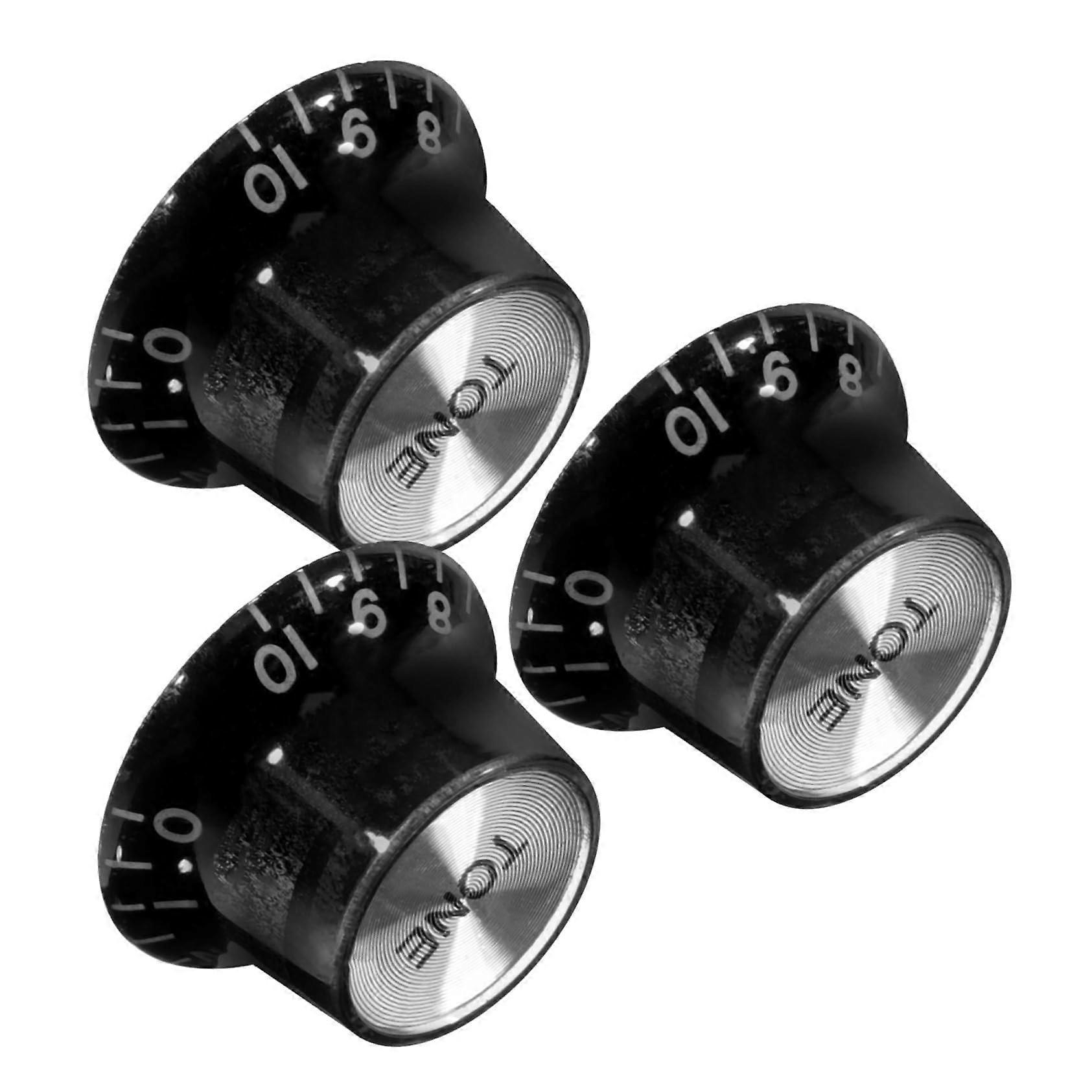 3pcs Black ABS Guitar Volume and Tone Knobs Replacement Set for Electric Guitar