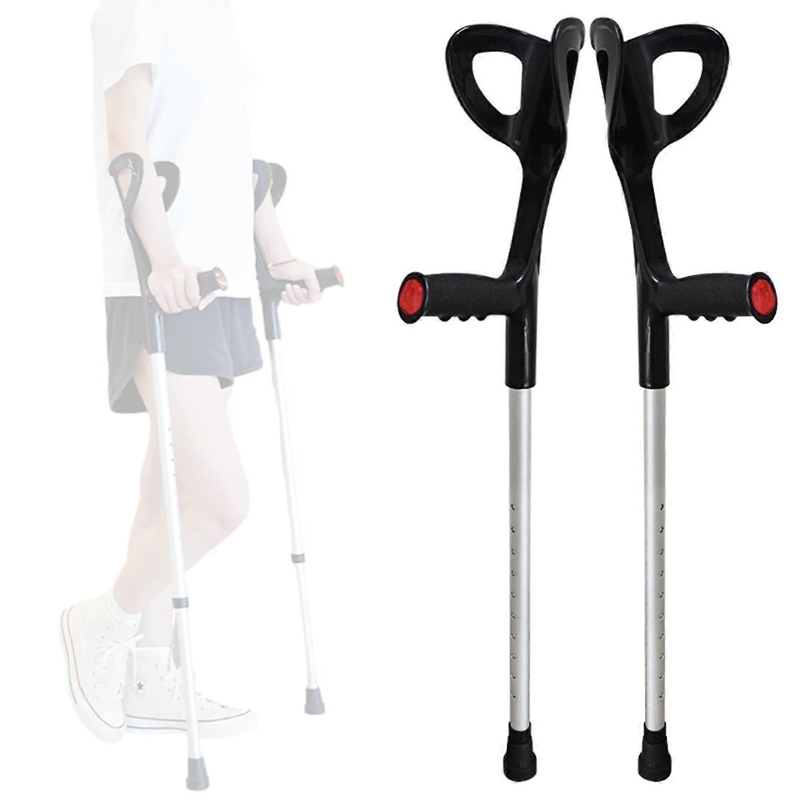 Lightweight Adjustable Forearm Crutches Pair with Comfortable Handles and NonSlip Rubber Base, Black