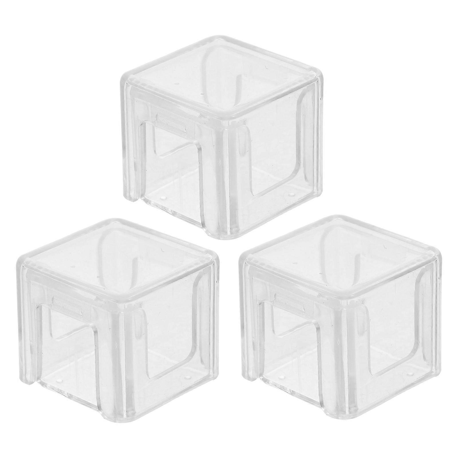 Billiard Cue Chalk Box Acrylic Holder for Storage 3Pcs Transparent Set