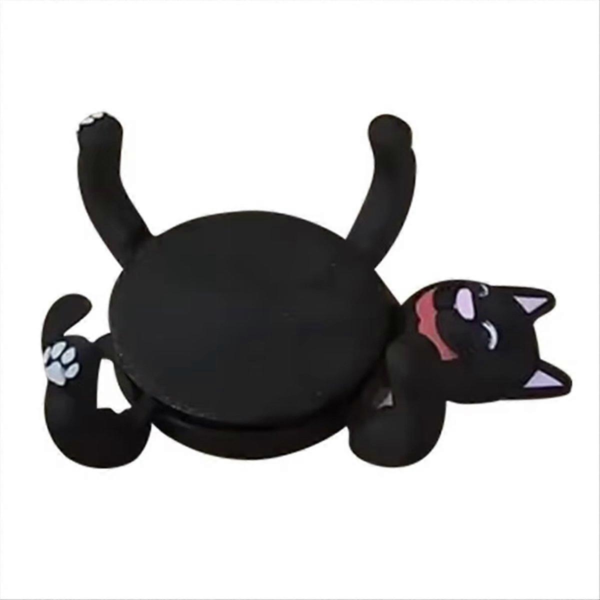 3D Printed Lazy Cat Coasters - Novelty Cat-Shaped Mug Holders Black