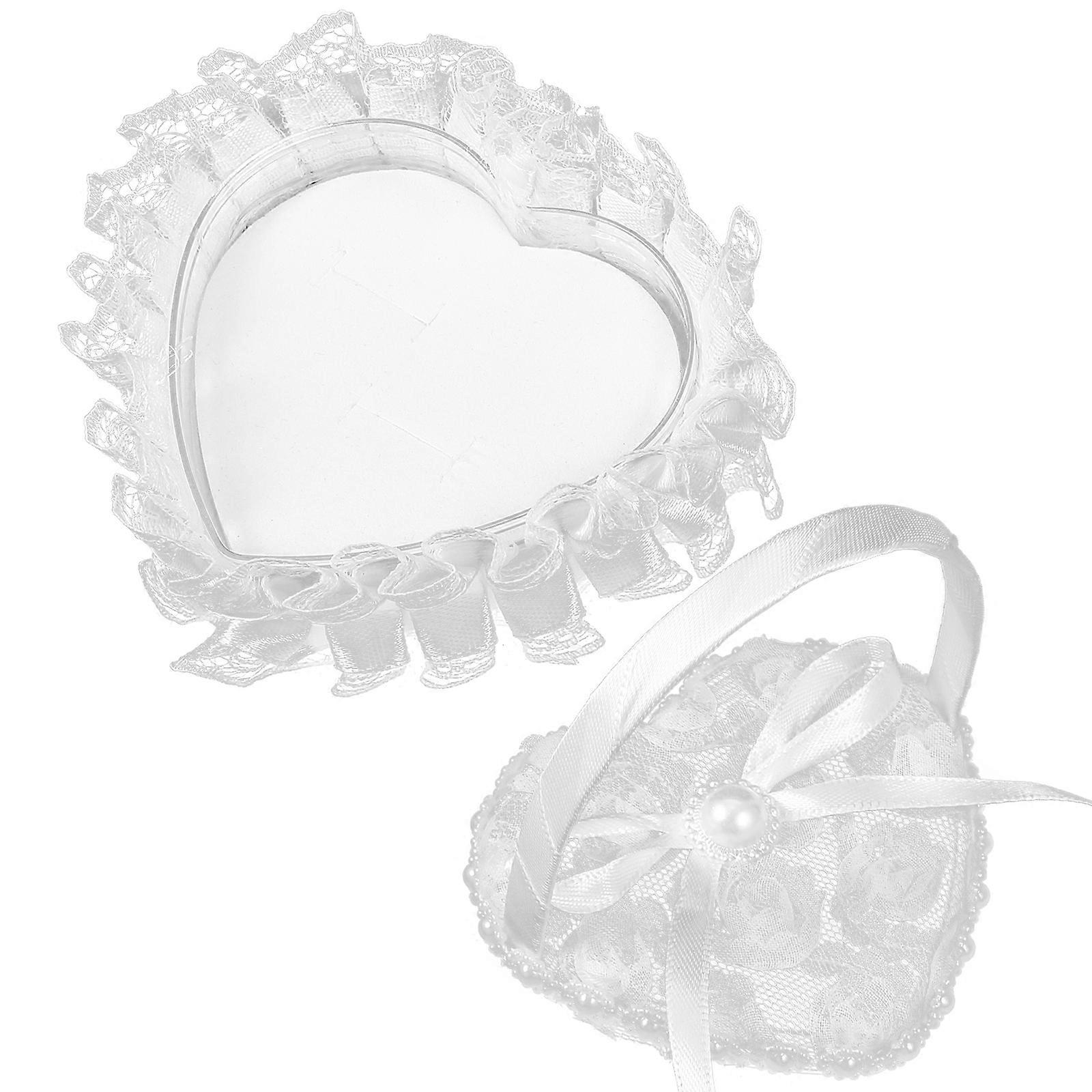 White Lace Ring Pillow for Wedding Storage Wedding Ring Pillow with Handle