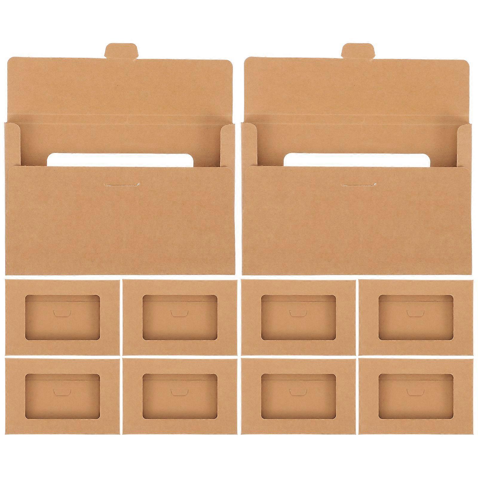 10pcs Envelop Storage Boxes Kraft Paper Postcard Boxes Open Window Postcard Boxes