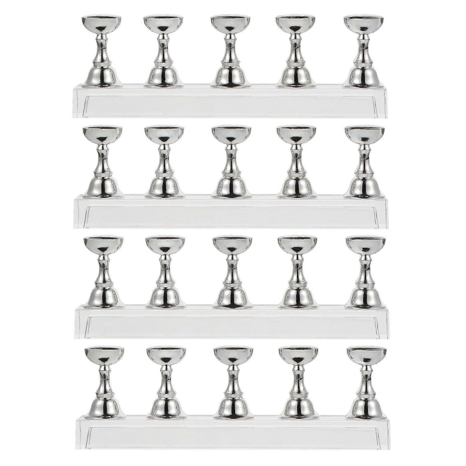 4pcs Nail Art Checkerboard Bracket Creative Display Stand Practice Nail Holder
