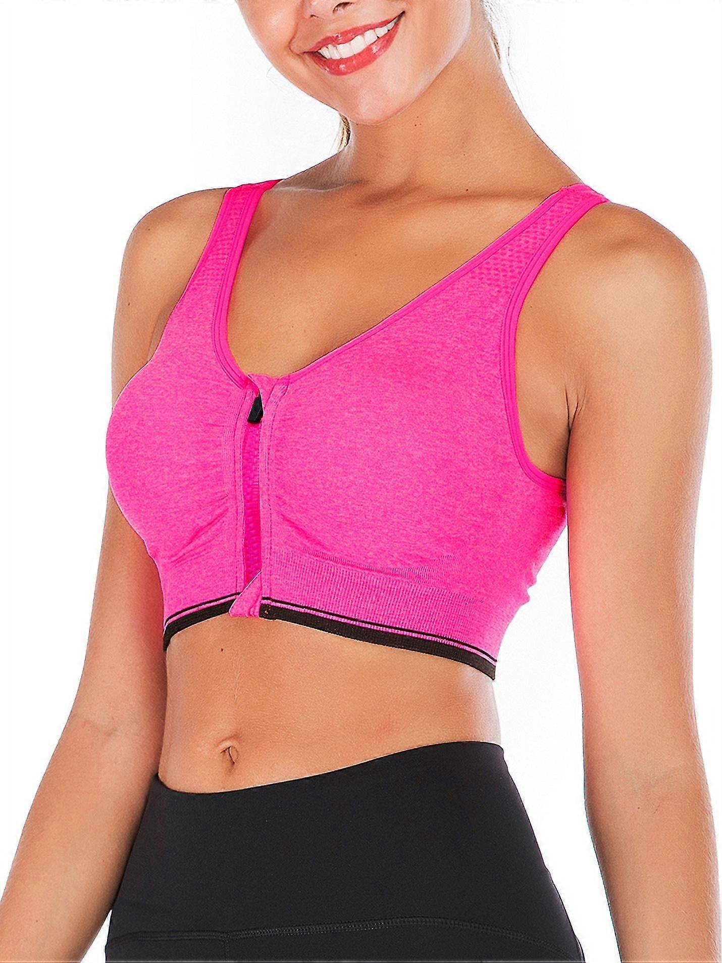 Women's Sports Bra Front Zipper Closure Sports Bra Racerback Workout Yoga Sports Bras Wireless Zip Front Sport Bra with Mesh Straps