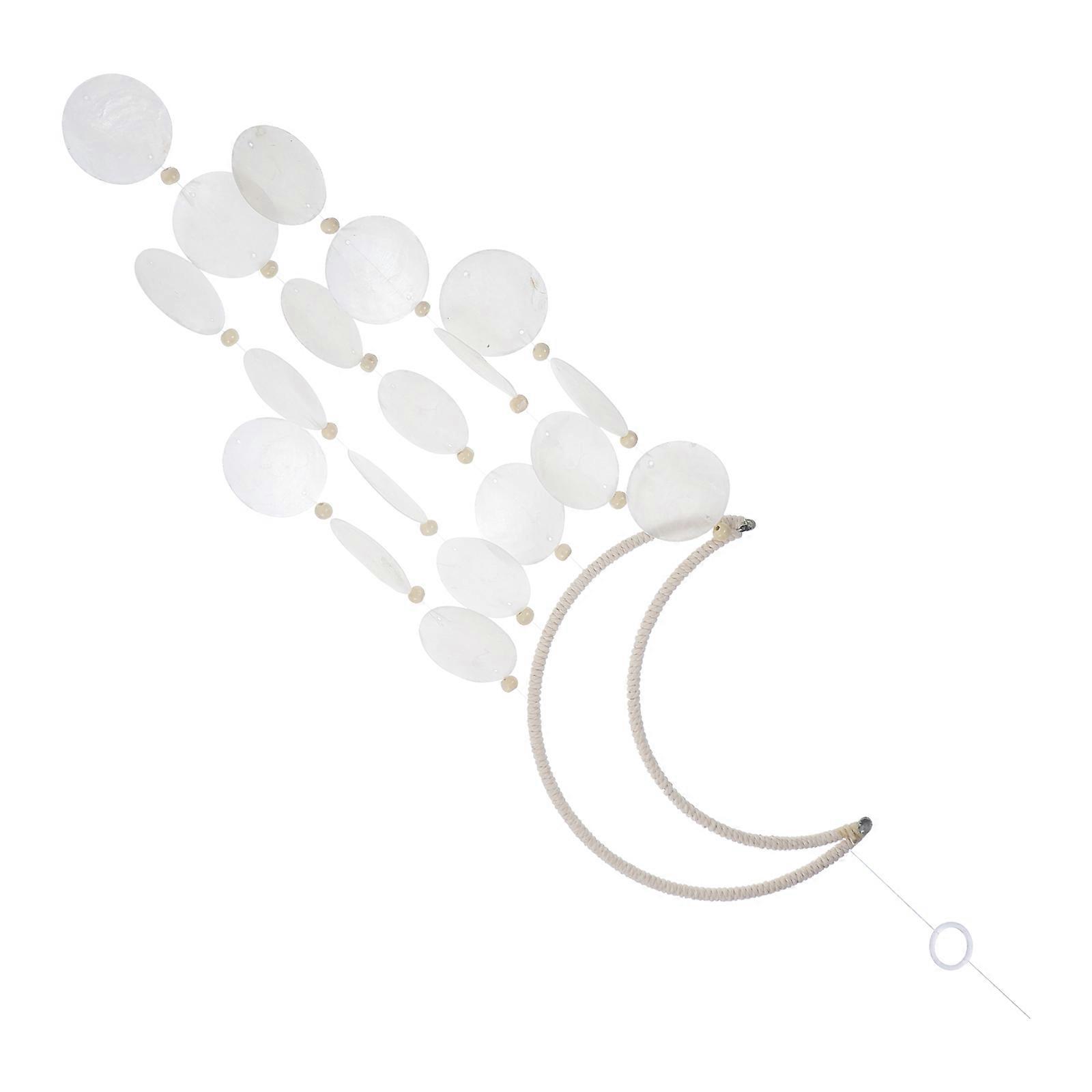 Moon Shape Wind Chime Hanging Decor for 4Pcs Multi Color Shell Style