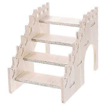 Wooden Hamster Ladder, Khaki Multi-functional Toy Hideout Platform for Small Pets, Safe Enrichment, 6.5x4x12 inches