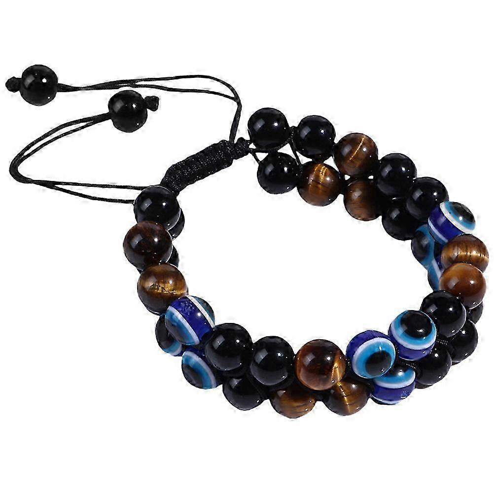 Evil Eye Tiger-Eye Stone Beaded Adjustable for Stress