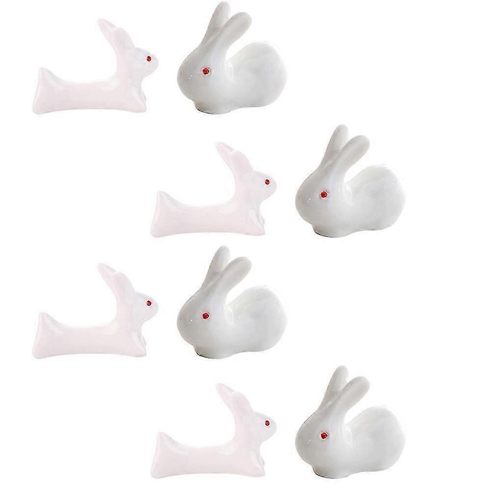Rabbit Chopstick Rest Ceramic for Easter Decorations 8Pcs Assorted Colors